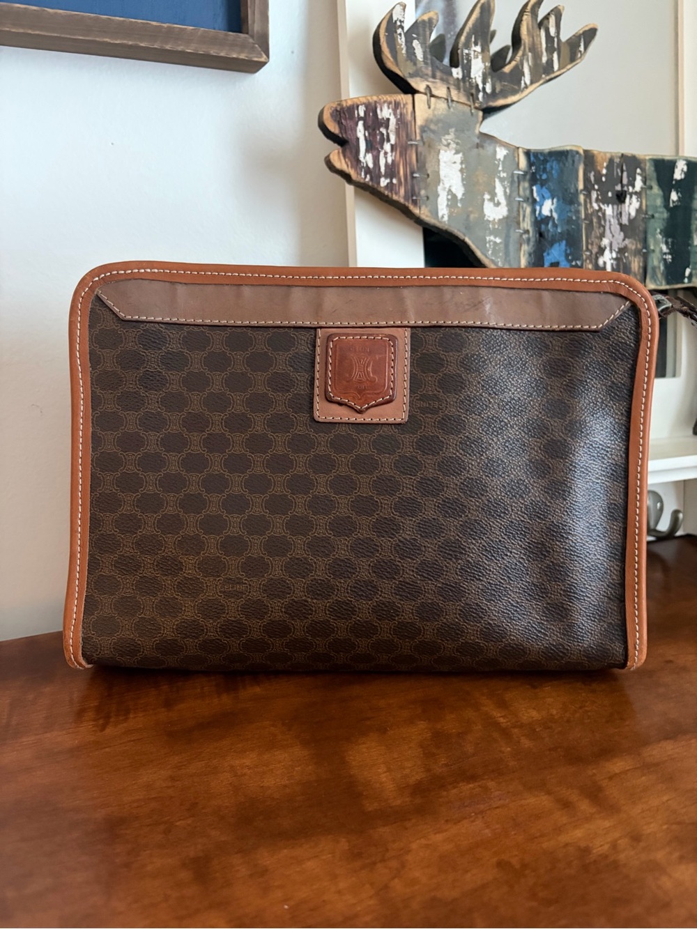 Celine Brown and Tan Toiletry Pouch
